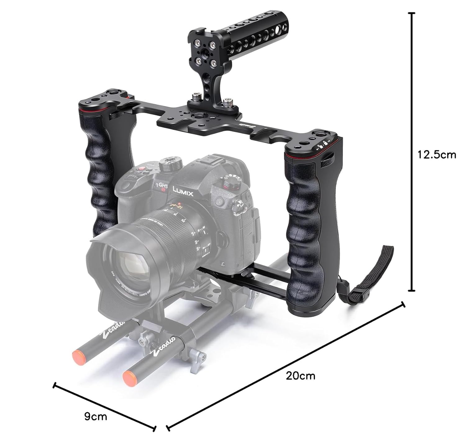 Zeadio Camera Video Rig Cage, Aluminum Filmmaking Movie Making Kit with Top Handle & Arca Type Base, Compatible with All DSLR Camera and Camcorder - Image 7