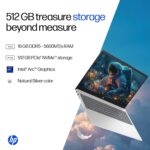 HP 14, Intel Core Ultra 7 155H (16GB DDR5, 512GB SSD) FHD, Anti-Glare, Micro-Edge, 14''/35.6cm, Win11, M365 Basic(1yr)* Office24, Silver, 1.4kg, gr1036TU, Backlit, HD Camera w/Shutter Laptop - Image 4