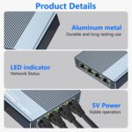 Tobo Ethernet Splitter, RJ45 Splitter 1 in 4 Out, 1000Mbps Ethernet Adapter Gigabit LAN High Speed Internet Splitter with USB C Power Cable for Cat5/5e/6/7/8 Cable Router TD-1467H - Image 5