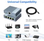 Tobo Ethernet Splitter, RJ45 Splitter 1 in 4 Out, 1000Mbps Ethernet Adapter Gigabit LAN High Speed Internet Splitter with USB C Power Cable for Cat5/5e/6/7/8 Cable Router TD-1467H - Image 6