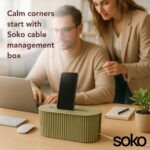 Soko Cable Management Box with Mobile Stand | Cords Hider & Surge Protector | Concealer for Power Strips, Router, TV, Gadget Wires Storage Organizer Tray for Desk, Table - Home, Office - White - Image 6