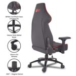 Green Soul Glance Multi-Functional Ergonomic Gaming Chair, Premium Leatherette Chair with Best in Class Comfort, Adjustable Neck & Lumbar Pillow, 4D Adjustable Armrests (Black & Red) - Image 7