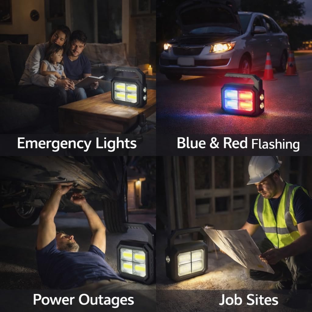 Multipurpose Emergency Rechargeable Solar Emergency Light Lantern | Ultra-Bright LED | Portable, Weather-Resistant Power Bank for Camping, Home and Car | Multicolor (Color May Vary) - Image 3