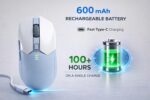 Offbeat Ivy Blutooth 5.2 + 2.4Ghz Wireless Gaming Mouse | Triple Device connectivity | 5000 DPI 6D Button | 600 mAh Battery 100 Hours Playtime | Silent Click (White Blue) - Image 5