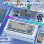 Aula F75 75% Wireless Mechanical Keyboard | Hot Swappable | Pre-lubed Linear Switches | RGB Backlit | 2.4GHz/Type-C/Bluetooth Gaming Keyboard (Cedar Green, Reaper Switch) - Image 3