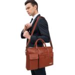 Zipline Laptop bags for men office use | Faux Leather laptop bag for Man - Fits 14/15/15.6 inch Macbook/Macbook Pro/Tablet/Laptop office Bags For Mens (Tan) - Image 6