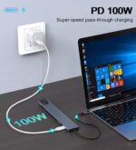 ABC USB C Hub Ethernet HDMI Adapter, 10 in 1 Laptop Docking Station with 4K HDMI, RJ45 Ethernet, SD/TF Card Reader, USB 3.0 * 4 Port, PD 100W, LAN USB-C Dongle for MacBook Pro/Air, iPad Pro, XPS, etc - Image 7