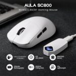 AULA SC800 Tri-Mode(2.4GHz/BT/Wired) Ultra-Lightweight Gaming Mouse | 37grams, Adjustable 26000 DPI, PAW3395 Sensor, 8000 Polling Rate, Ultra-Precise & Durable for Gaming & Office Use | White (SC800W) - Image 3