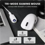 AULA SC800 Tri-Mode(2.4GHz/BT/Wired) Ultra-Lightweight Gaming Mouse | 37grams, Adjustable 26000 DPI, PAW3395 Sensor, 8000 Polling Rate, Ultra-Precise & Durable for Gaming & Office Use | White (SC800W) - Image 5