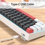 surmen 65% Mechanical Gaming Keyboard with Linear Red Switch, Wired Mini Compact Keyboard 60 Percent Backlit for Laptop Desktop PC Gamers（68 Black-Ice Blue） - Image 4