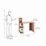 FURNEASER Edward Engineered Wood Study Table, Computer, Laptop, WFH Office Desk, Gaming Table with Storage, Large (Exotic Teak & White) - Image 3