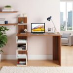 FURNEASER Edward Engineered Wood Study Table, Computer, Laptop, WFH Office Desk, Gaming Table with Storage, Large (Exotic Teak & White) - Image 4