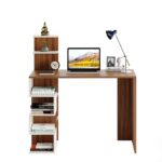 FURNEASER Edward Engineered Wood Study Table, Computer, Laptop, WFH Office Desk, Gaming Table with Storage, Large (Exotic Teak & White) - Image 5