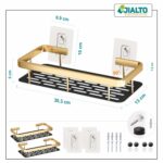JIALTO 2 Pcs Aluminum Wall Mounted Bathroom Organiser | Floating Shelf for Wall for Bathroom Cabinet | Multifunctional Large Capacity Bathroom Rack | Bathroom Shelf for Wall (Gold) - Image 3