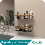 JIALTO 2 Pcs Aluminum Wall Mounted Bathroom Organiser | Floating Shelf for Wall for Bathroom Cabinet | Multifunctional Large Capacity Bathroom Rack | Bathroom Shelf for Wall (Gold) - Image 4