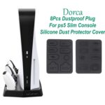 Dorca PS5 Silicone Dust Plugs Set,PS5 Pro/Slim USB HDMI Interface Anti-dust Cover Dustproof Plug for PlayStation5 Console Accessories-8 Pcs(Black) - Image 3