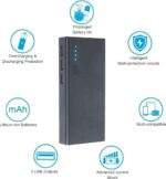 M5 10000mAh Power Bank with Triple USB Output Fast Charging Portable Charger for Mobile, Earbuds, Smartwatch, Tablet & Speaker – Black - Image 6