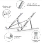 Aluminum Laptop Stand - 6 Angles Adjustable Ergonomic Foldable Portable Tabletop Metal Laptop/Desktop Stand Holder Compatible with MacBook, HP, Dell, Lenovo & All Other - Image 3