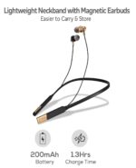 JGD Boom Z1 Bluetooth 5.3 Neckband with Up to 25 Hours Playtime and Hi-Fi Stereo Sound in Ear Neckband, Magnetic earpiece,Voice Assistant with Mic (Golden) - Image 3
