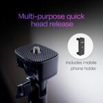 Kreo Stayble Tripod Stand with Mobile Phone Holder for Mobile Phone, Ring Lights & Camera Light, Camera Stand Tripod for Video Recording & Video Shooting, Black, 1.6m - Image 3