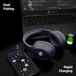 ZEBRONICS Thunder NEO, Wireless Over Ear Headphone, Upto 60 Hours Backup, Gaming Mode, Dual Pairing, Rapid Charge, BT v5.4, AUX, 3 EQ Modes, ENC for Callling, Voice Assistant, Deep Bass (Blue) - Image 7