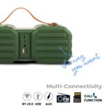 ZEBRONICS Zeb-Sound Feast 50 Wireless Bluetooth 14W Rugged Finish Portable Speaker with Supporting Dual Drivers, Handy Strap, Mobile Holder, USB, SD Card, AUX, FM, TWS & Call Function. (Green) - Image 4