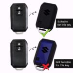 keyzone Leather TPU Key Cover & keychain fit for Suzuki Fronx, Jimny, Grand Vitara, Brezza, Swift, Baleno. Ertiga, XL6, Ignis. DZire 2 button smart key (Black with Black Keychain) - Image 4