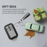 keyzone Leather TPU Key Cover & keychain fit for Suzuki Fronx, Jimny, Grand Vitara, Brezza, Swift, Baleno. Ertiga, XL6, Ignis. DZire 2 button smart key (Black with Black Keychain) - Image 5