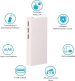 M5 10000mAh Power Bank with Triple USB Output Fast Charging Portable Charger for Mobile, Earbuds, Smartwatch, Tablet & Speaker – White - Image 6