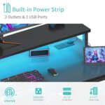 Lufeiya Gaming Desk with Power Outlet and LED Light, 40 Inch Teen Writing Study Table Home Office Desks with Monitor Stand, Computer Desk with Charging Station, Black - Image 7