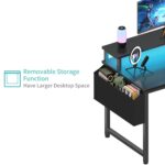 Lufeiya Gaming Desk with Power Outlet and LED Light, 40 Inch Teen Writing Study Table Home Office Desks with Monitor Stand, Computer Desk with Charging Station, Black - Image 8