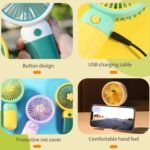 Colorful Desktop Portable USB Fan Built-in Rechargeable Battery Operated Summer 3 High-Speed Cooling Fan Table Hand Base For Home Office Indoor Outdoor Travel (Green) - Image 6