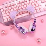 Kids Headphones Wireless Bluetooth 5.3 Colorful LED Lights Over-Ear 85dB Volume Limited Girls Headphones for Children/Teens/Gift/School/Tablet/Travel (Purple) - Image 4