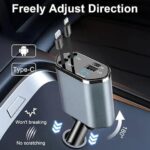 120W 4 in 1 Retractable Car Charger,Car Phone Charger, Retractable Cables & 2 USB Ports Car Adapter for Android Phones & iPhone 17/16/15/14/13/12/11 Pro Max,Xr,Ipad & Other - Image 3