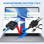 Ethernet Splitter 1 to 2 1000Mbps High Speed Either Network Splitter Internet Cable Splitter 1 in 2 Out Gigabit Dual LAN RJ45 Port Router Switch Work for Cat 5/5e/6/7/8 Cable (RT-1000-Mbps-SM) - Image 7