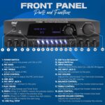Pyle Wireless Bluetooth Power Amplifier System, 200 Watt Max, Home Theater Audio Stereo Receiver Box with FM/USB, Mic in, RCA Inputs, Echo & 2-Band EQ Control, Digital Display Screen - PT250BA - Image 3
