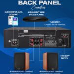 Pyle Wireless Bluetooth Power Amplifier System, 200 Watt Max, Home Theater Audio Stereo Receiver Box with FM/USB, Mic in, RCA Inputs, Echo & 2-Band EQ Control, Digital Display Screen - PT250BA - Image 4