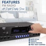 Pyle Wireless Bluetooth Power Amplifier System, 200 Watt Max, Home Theater Audio Stereo Receiver Box with FM/USB, Mic in, RCA Inputs, Echo & 2-Band EQ Control, Digital Display Screen - PT250BA - Image 6