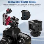 Aluminium Alloy Triple Cold Shoe Extension Cube | 1/4" Screw Mount Multi-Interface Adapter for Camera, DSLR, Action Camera, Microphone, LED Light & Accessories - Image 3