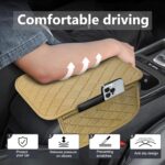 Yobbo Car Center Console Armrest Cover Pad Fashion PU Leather Car Armrest Cushion Fit for SUV, Auto Armrest Seat Box Cover with 2 Mobile Pockets, Ergonomic Comfort & Easy Install (Beige) - Image 3