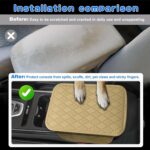 Yobbo Car Center Console Armrest Cover Pad Fashion PU Leather Car Armrest Cushion Fit for SUV, Auto Armrest Seat Box Cover with 2 Mobile Pockets, Ergonomic Comfort & Easy Install (Beige) - Image 4