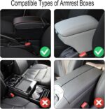 Yobbo Car Center Console Armrest Cover Pad Fashion PU Leather Car Armrest Cushion Fit for SUV, Auto Armrest Seat Box Cover with 2 Mobile Pockets, Ergonomic Comfort & Easy Install (Beige) - Image 7