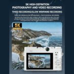 5K WiFi Digital Camera, 18x Zoom 75MP Dual Lens Vlogging Camera with 8 Modes, Flash & Microphone, for Selfie Home Photography (White) - Image 5