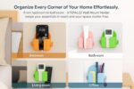 Wall Mount Mobile Phone Holder with Charging Slot & Side Hooks | Self Adhesive Phone Charging Stand & Storage Organizer for Bedroom, Kitchen, Bathroom, Office| Pack of 4 - Image 4