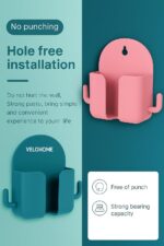 Wall Mount Mobile Phone Holder with Charging Slot & Side Hooks | Self Adhesive Phone Charging Stand & Storage Organizer for Bedroom, Kitchen, Bathroom, Office| Pack of 4 - Image 5
