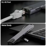 carecase 8-in-1 USB-C Hub Dock | Premium Aluminum Type-C Adapter with 4K HDMI, 100Mbps Ethernet, USB 3.0, 100W PD Charging, TF/SD Card Reader | Universal for Mac & Windows USB-C Devices.(ABC)(K) - Image 3