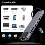 carecase 8-in-1 USB-C Hub Dock | Premium Aluminum Type-C Adapter with 4K HDMI, 100Mbps Ethernet, USB 3.0, 100W PD Charging, TF/SD Card Reader | Universal for Mac & Windows USB-C Devices.(ABC)(K) - Image 4