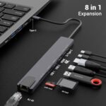 carecase 8-in-1 USB-C Hub Dock | Premium Aluminum Type-C Adapter with 4K HDMI, 100Mbps Ethernet, USB 3.0, 100W PD Charging, TF/SD Card Reader | Universal for Mac & Windows USB-C Devices.(ABC)(K) - Image 8