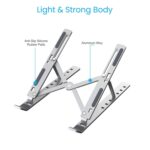 6-Angle Adjustable Aluminum Laptop Stand for Desk | Foldable Portable Ergonomic Tabletop Notebook Riser | Anti-Slip Design | for MacBook, HP, Dell, Lenovo & All Laptops | Silver - Image 3