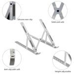 6-Angle Adjustable Aluminum Laptop Stand for Desk | Foldable Portable Ergonomic Tabletop Notebook Riser | Anti-Slip Design | for MacBook, HP, Dell, Lenovo & All Laptops | Silver - Image 7
